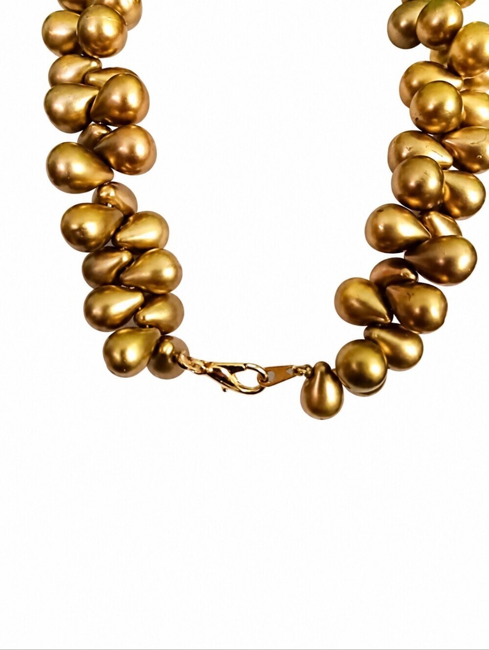 Antique Gold vintage Faux Teardrop Pearl Statement Necklace - Women Jewelry - Picture 2 of 2